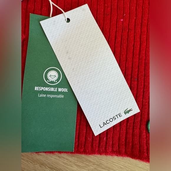 NWT Lacoste Mens or Women’s Unisex Ribbed Wool Scarf - Picture 6 of 6